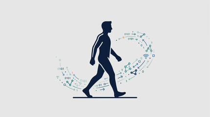 Fototapeta premium Man walking in a circle.