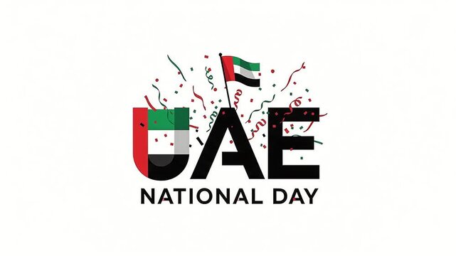 UAE National Day Celebration with Flag and Confetti.