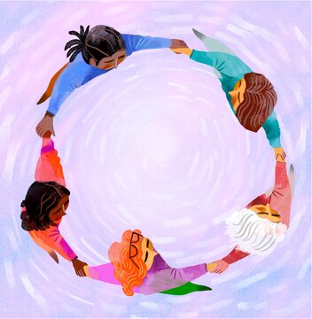 Women Holding Hands in Circle &ndash; Unity and Support Concept