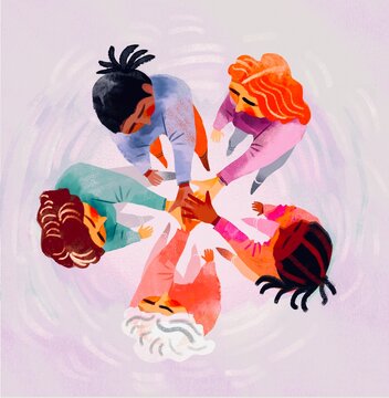 Women Holding Hands in Circle &ndash; Unity and Support Concept
