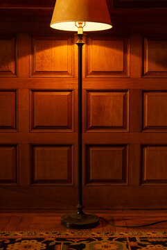 Single Lamp light  wood wall nobody