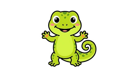 Obraz premium Cartoon yellow smiling character with curly tail.