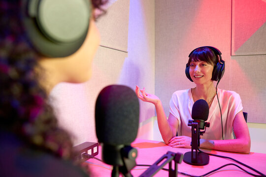 Business conversation in a Podcast Studio