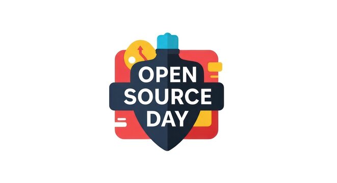 Shield icon for open source day with colorful background
