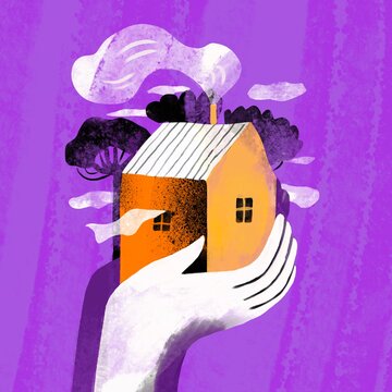 Person Holding House &ndash; Home and Longing Concept