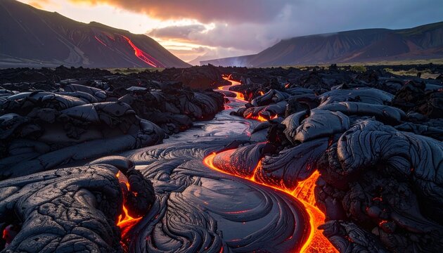 Basalt Flow- -A high-detail texture study of cooling volcanic basalt 