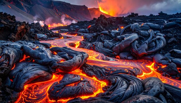 Basalt Flow- -A high-detail texture study of cooling volcanic basalt 