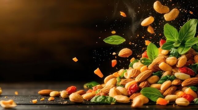 Healthy nut mix a delicious blend of nuts and fresh herbs for a nutritious snack