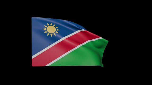 Waving Flag of Namibia on Black Background Animation