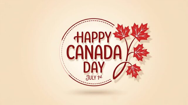 Celebration of Canada Day with festive logo designs featuring red maple leaves and July 1st themes in a vibrant collection of
