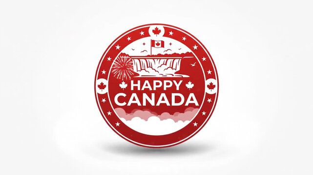 Dynamic collection of multiple festive red stickers celebrating Canada's national holiday with vibrant graphics
