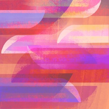 Abstract Neon Glass Shapes With Horizontal Motion Blur.