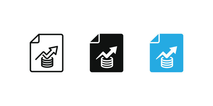 Financial growth icons, Money and chart on document.  Vector illustration