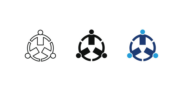 Teamwork partnership icon set with people in a circle, Collaboration symbols. vector illustration