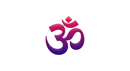 Fototapeta premium Glossy pink and purple om symbol on white background