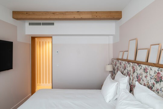 bed in hotel room