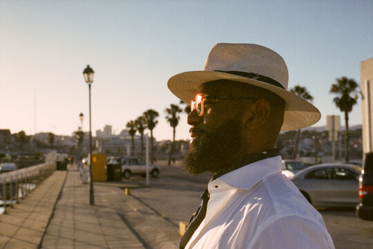 Man by Lisbon Waterfront