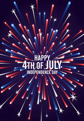 Fototapeta premium Colorful Fireworks Explosion Celebrating Independence Day with Happy 4th of July Text