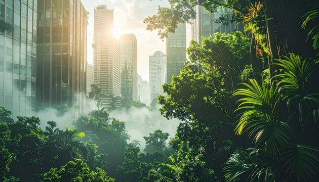 Double-Exposure Urban Jungle- -An artistic double-exposure photograph 