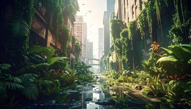 Double-Exposure Urban Jungle- -An artistic double-exposure photograph 