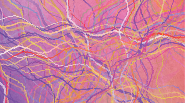 Abstract Pink Background With Colorful Wavy Lines