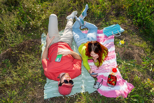 Couple Enjoys Picnic in nature