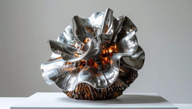 Ferrofluid Sculptor- -A 3D rendering of a black ferrofluid spike sculpture 