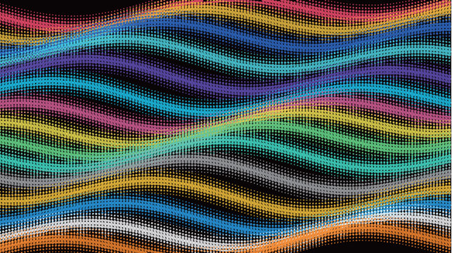 Abstract Wavy Colorful Dotted Lines Background Pattern