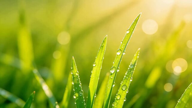 Morning dew on grass blades