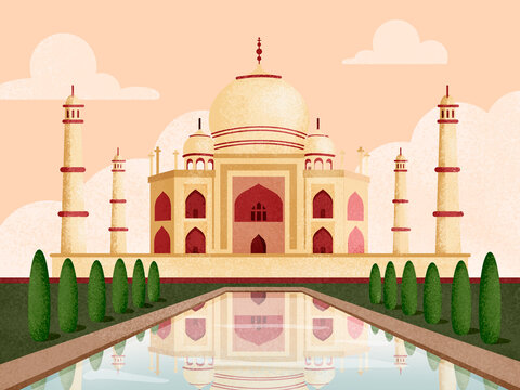 Taj mahal indian landmark with reflection in water