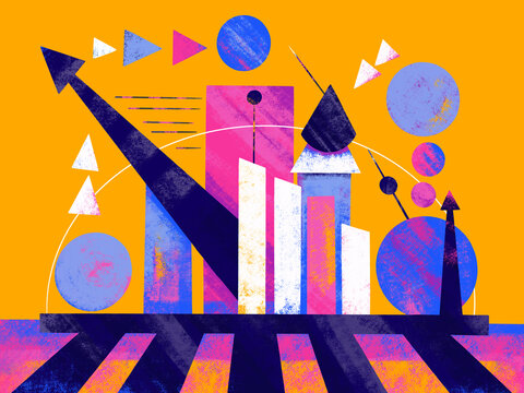 Colorful abstract geometric shapes with graphs