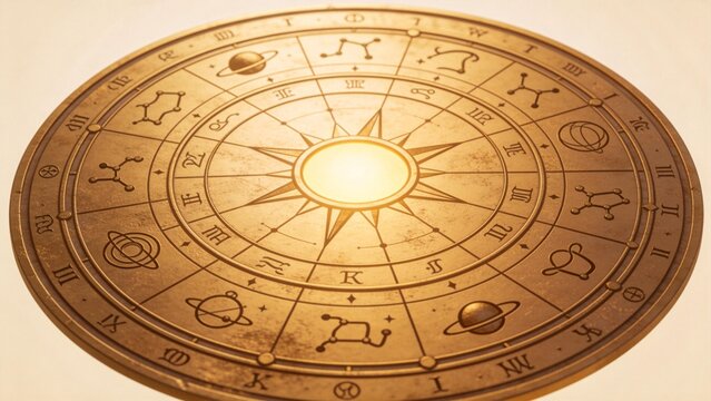 Zodiac wheel with astrological symbols