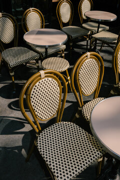 Seating area in a hotel, featuring elegant chairs