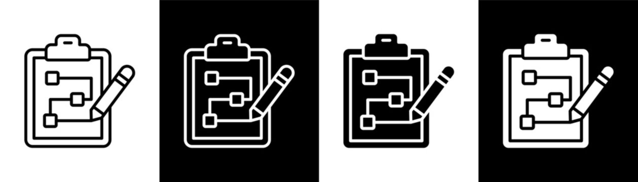 business plan white icon set design