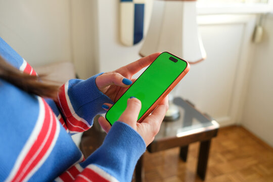 Checking Smartphone with Green Screen