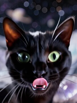 A black cat traveling to a mysterious planet　不思議な惑星を旅する黒猫
