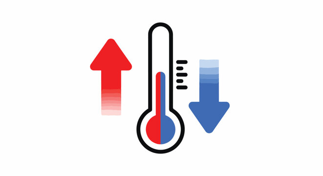 Temperature control icon with thermometer and up down arrows.