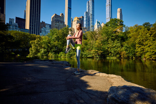 Woman engaged in a workout session at Central Park, NYC