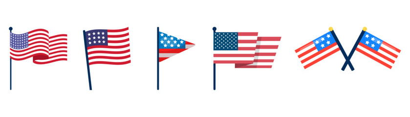 Fototapeta premium United States national flag vector icon flat style patriotic design element for american holidays and Independentce day celebrations