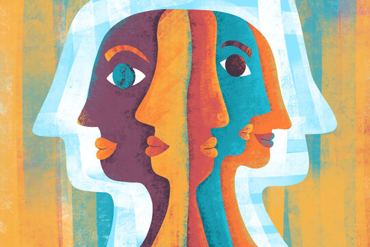 Artistic representation of diverse faces
