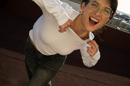 Joyful Moment wearing long-sleeved T-shirt
