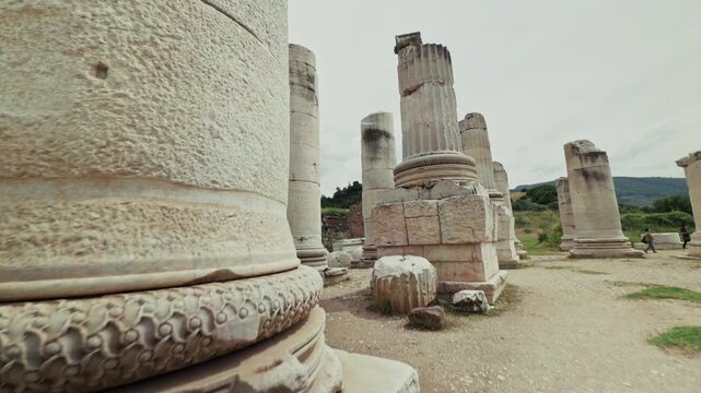 Ancient Ionic Columns Of The Temple Of Artemis In Sardis Salihli