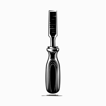 Straight woodworking flat chisel graphic with carpentry woodworking handtool