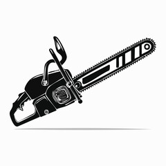 Naklejka premium Modern chainsaw tool graphic black and white vector with chainsaw, equipment