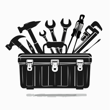 Vector illustration of a toolbox with assorted hand tools screwdriver handyman