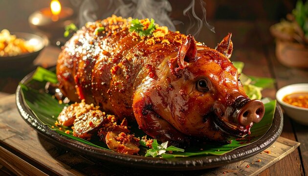 Traditional Balinese Babi Guling Roasted Pork Dish