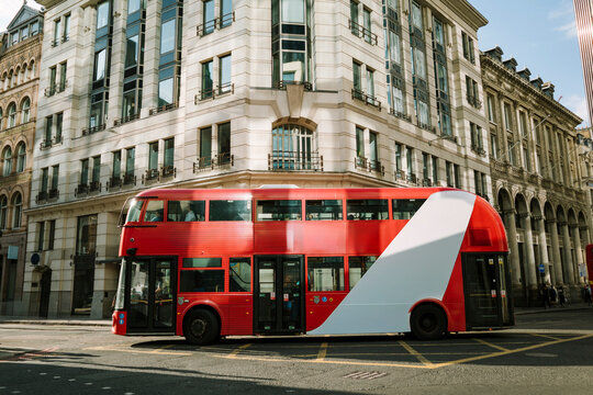 Red Double-Decker Bus Mockup