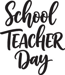 Fototapeta premium School teacher day handwritten calligraphy text with thank you black and white education celebration appreciation gratitude typography calligraphy handwritten illustration learning