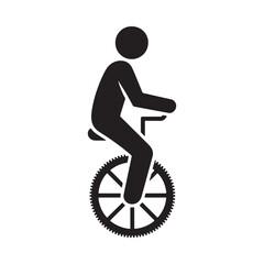 person riding unicycle silhouette black white background © MstLaila