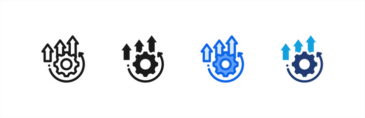 Process Optimization Gear Growth Icon multiple style collection. Vector illustration. © Redemption_art